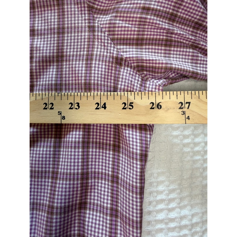 Peter Millar Button Down Shirt Mens XL Purple Brown Plaid Long Sleeve Cotton - Picture 4 of 8